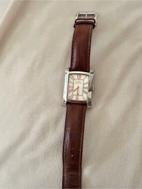 Invicta Men's Brown Leather Strap Silver Case Watch
